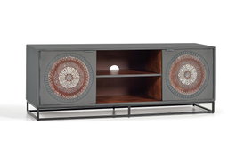 GINER Y COLOMER Mueble de TV de madera de mango y metal gris y marrón